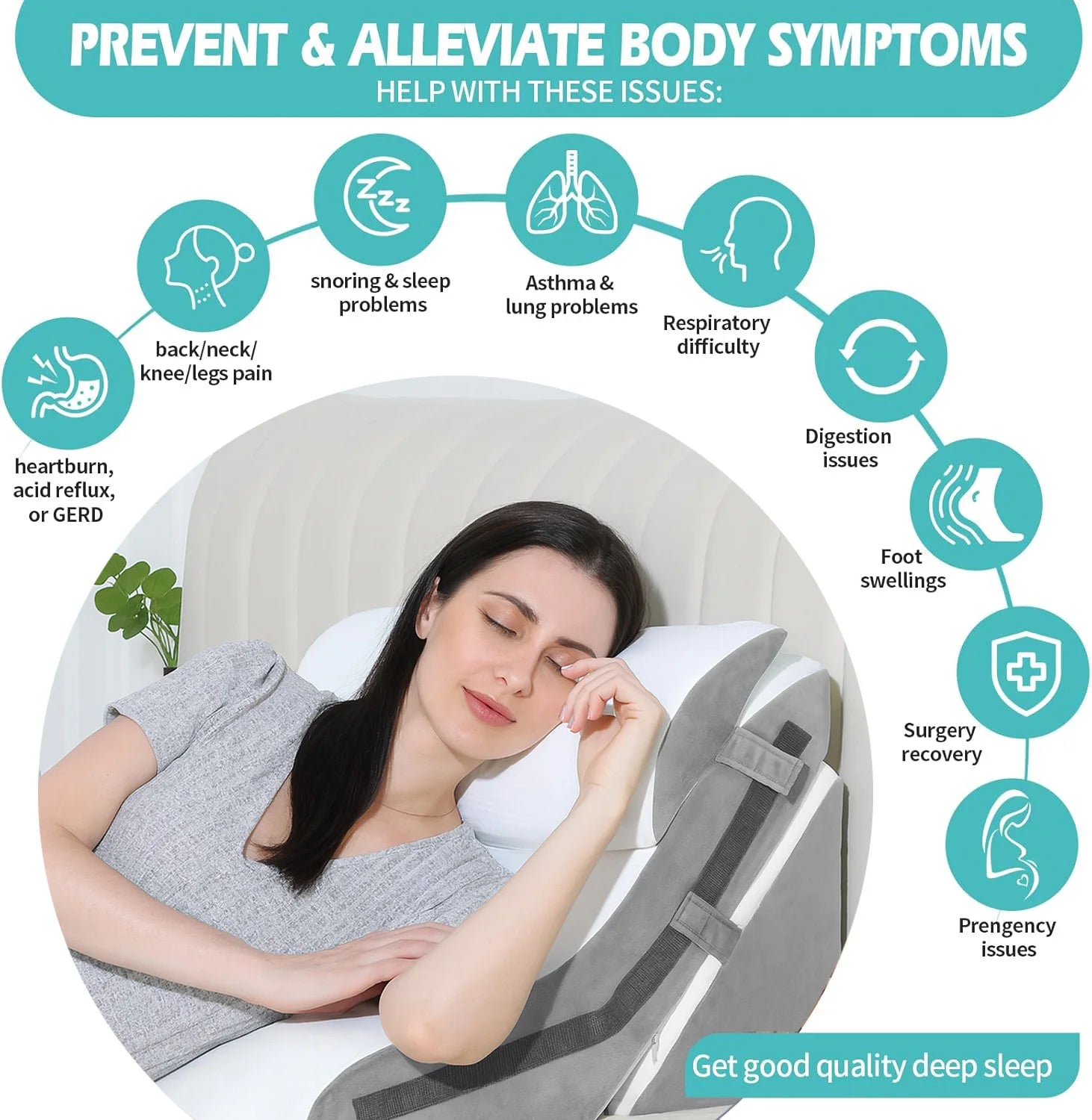 Adjustable Memory Foam Bed Wedge Pillow