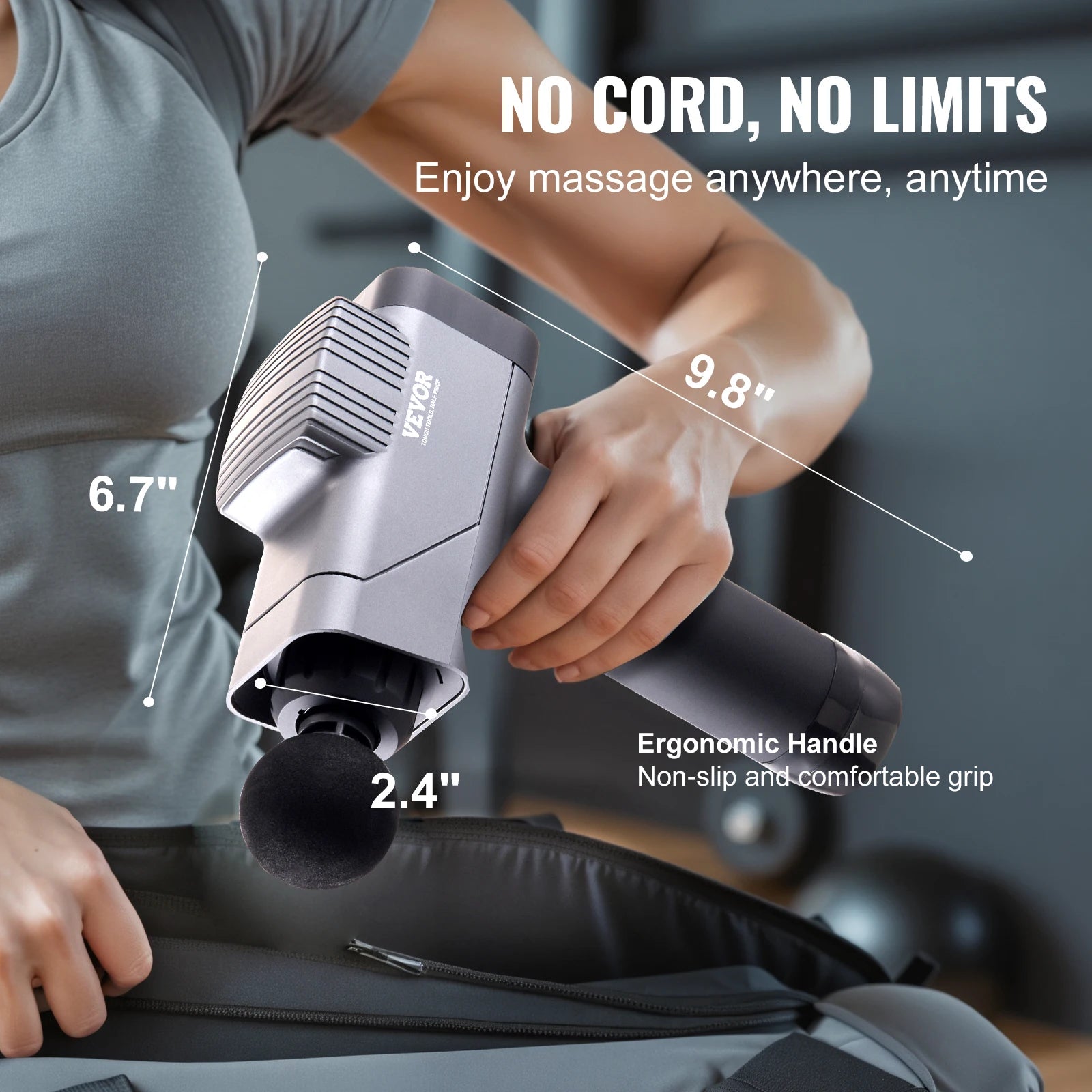 Professional Deep Tissue Massage Gun - 8 Speeds, 6 Heads
