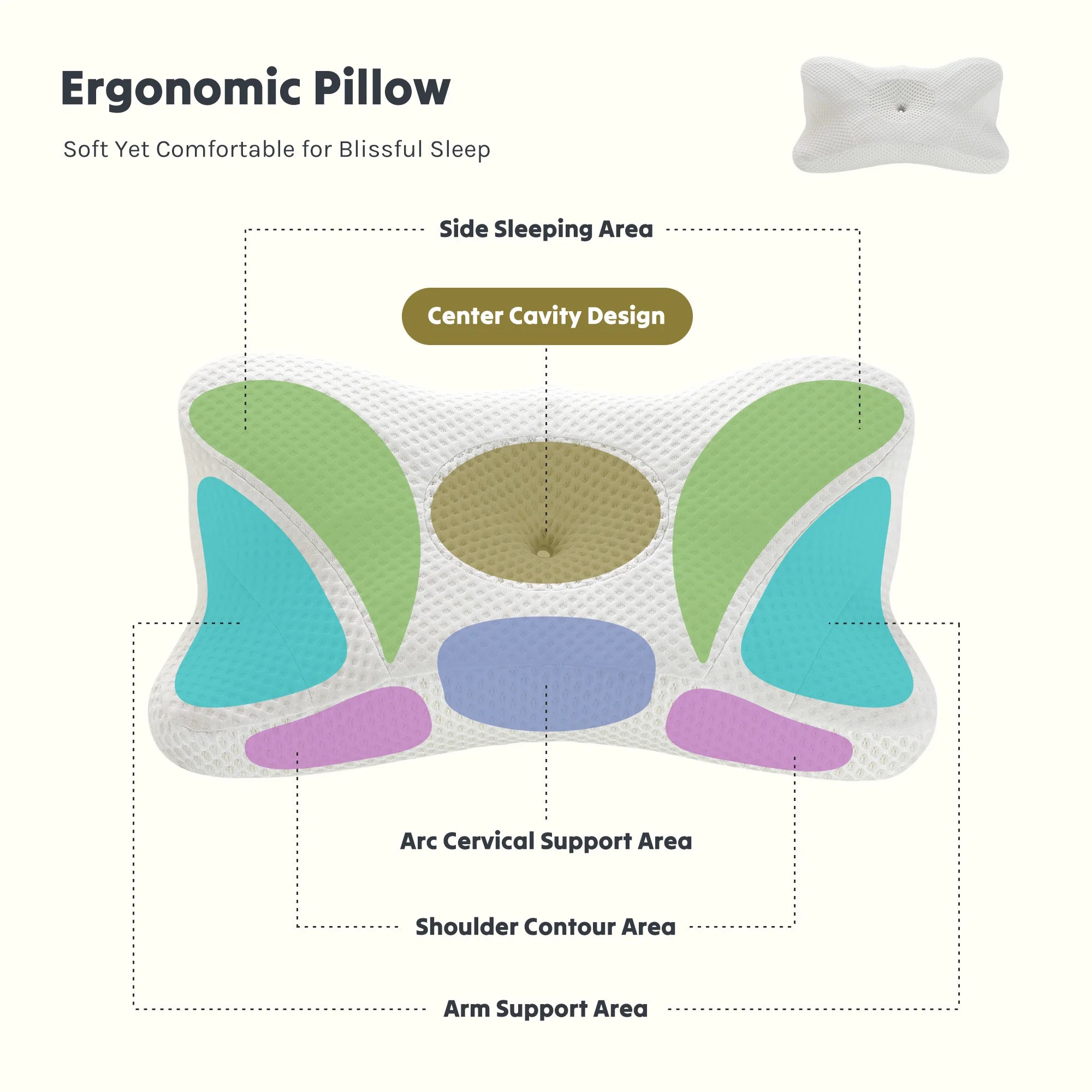 Queen Cervical Contour Memory Foam Pillow - Ergonomic Neck Support
