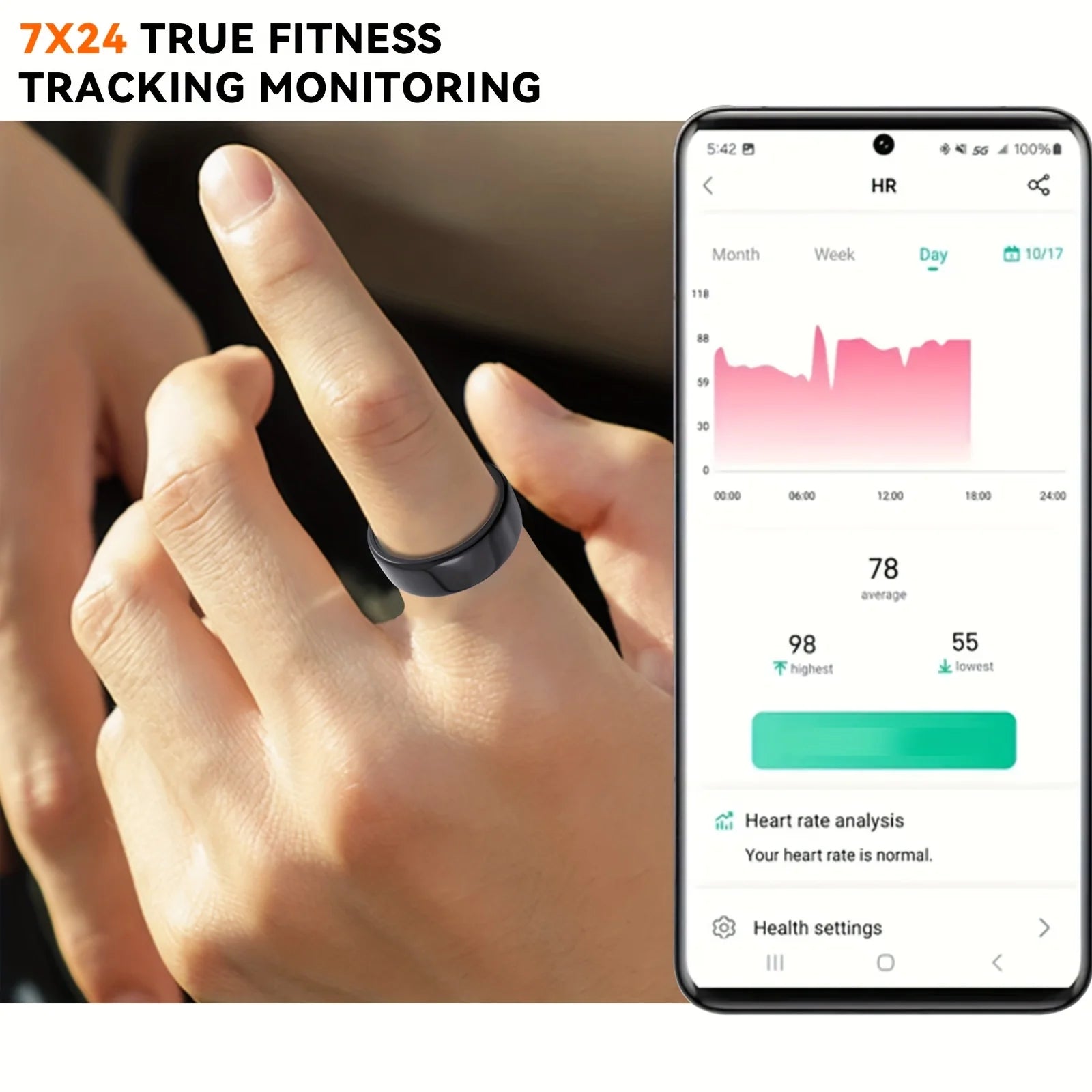 Smart Health Ring with Charging Case