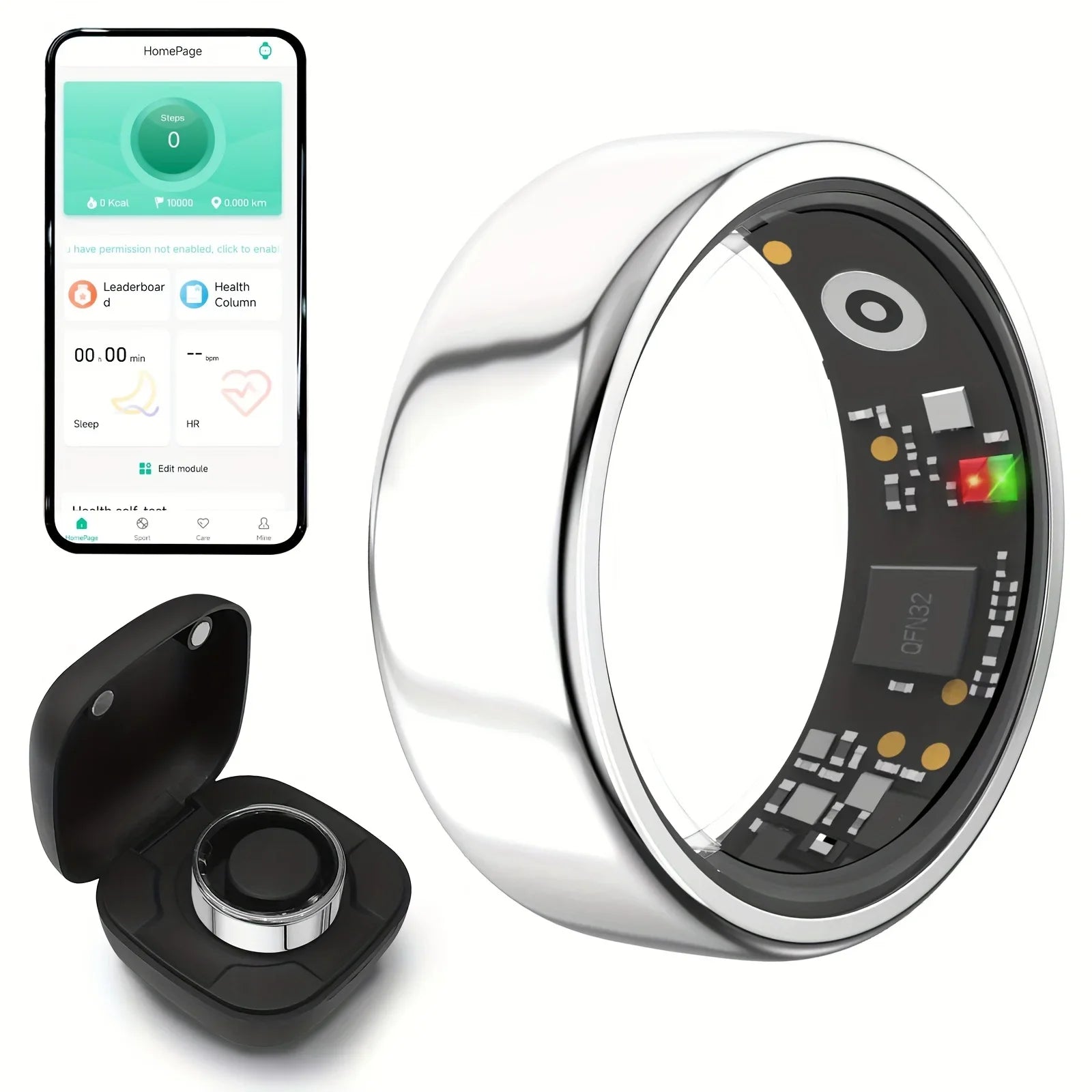 Smart Health Ring with Charging Case