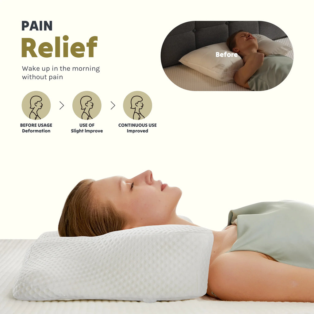 Queen Cervical Contour Memory Foam Pillow - Ergonomic Neck Support