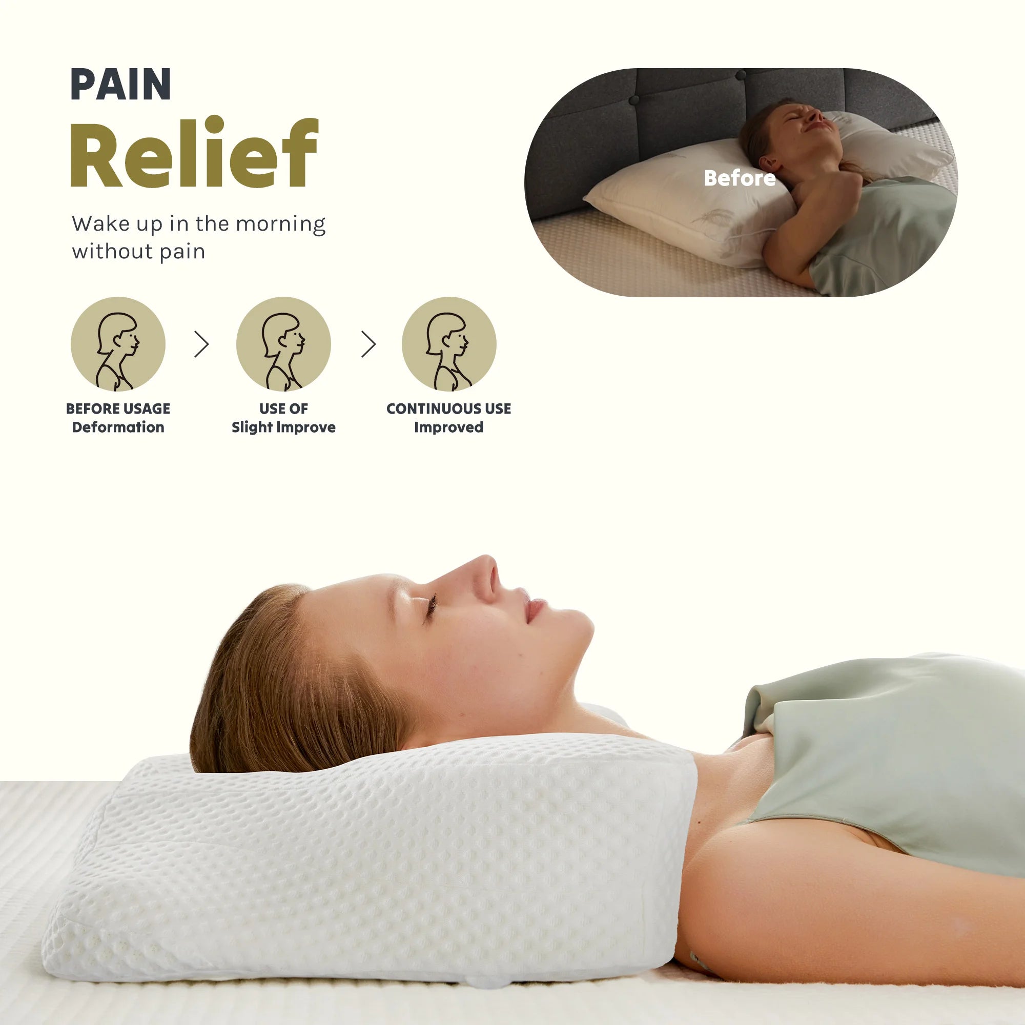 Queen Cervical Contour Memory Foam Pillow - Ergonomic Neck Support