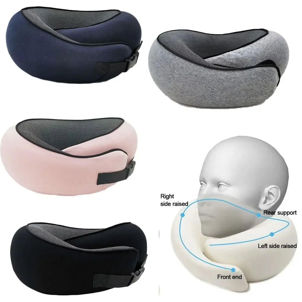 Memory Foam Travel Neck Pillow - Adjustable U-Shape Support