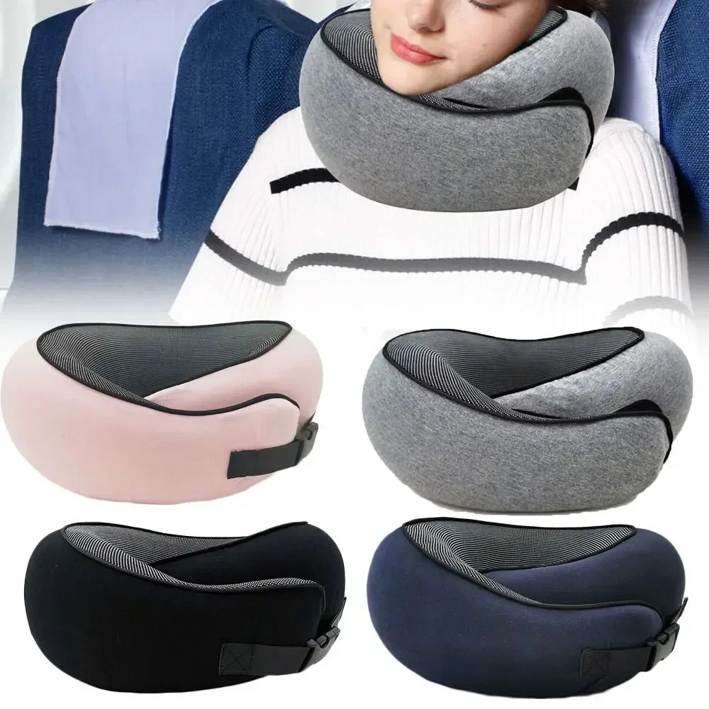 Memory Foam Travel Neck Pillow - Adjustable U-Shape Support