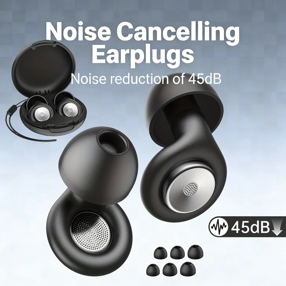 Noise Cancelling Earplugs for Sleeping - 45dB Reduction, Reusable