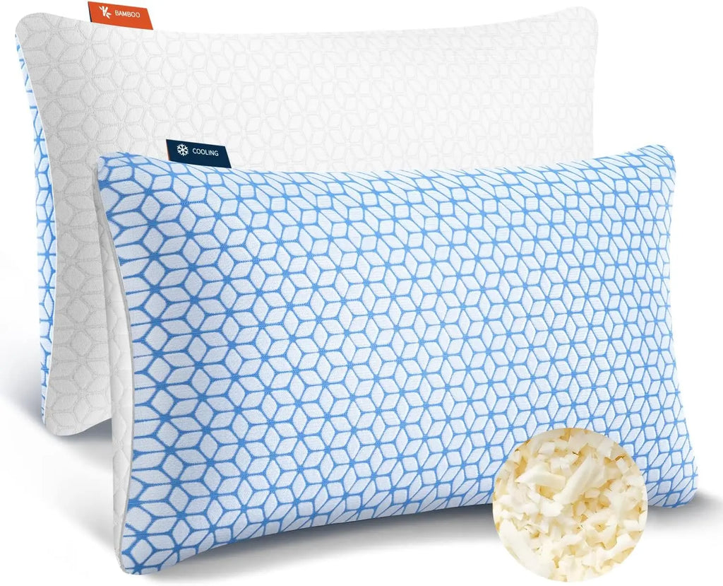 King Shredded Memory Foam Pillows - Adjustable Cooling Set of 2