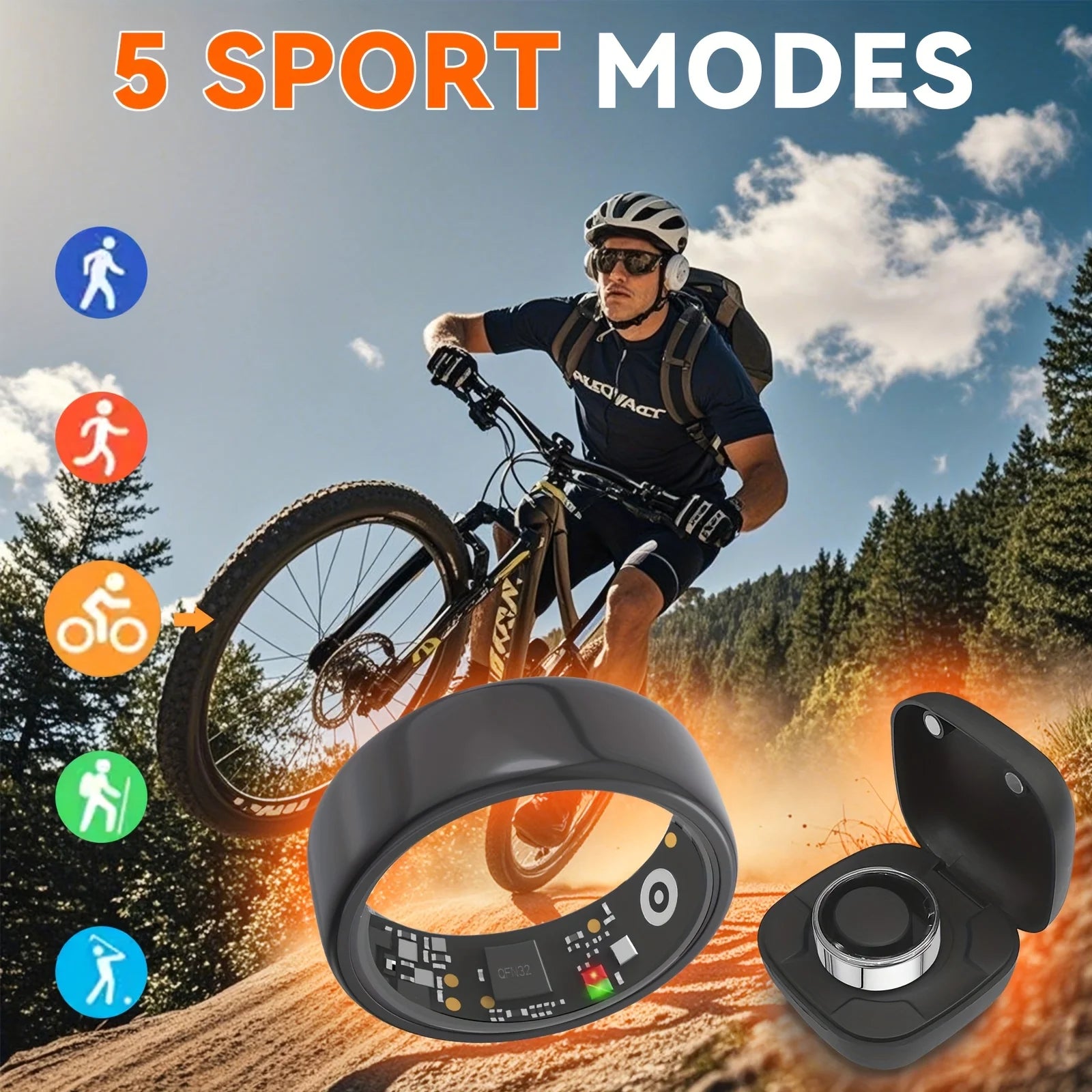 Smart Health Ring with Charging Case