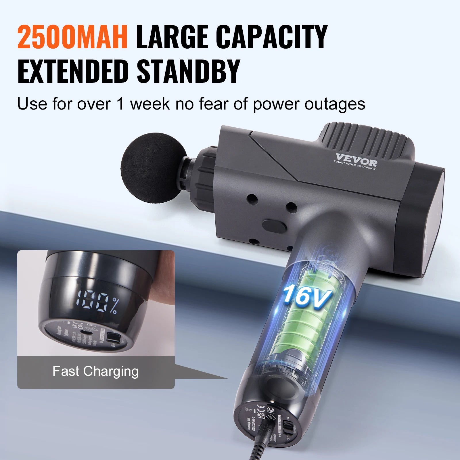 Professional Deep Tissue Massage Gun - 8 Speeds, 6 Heads