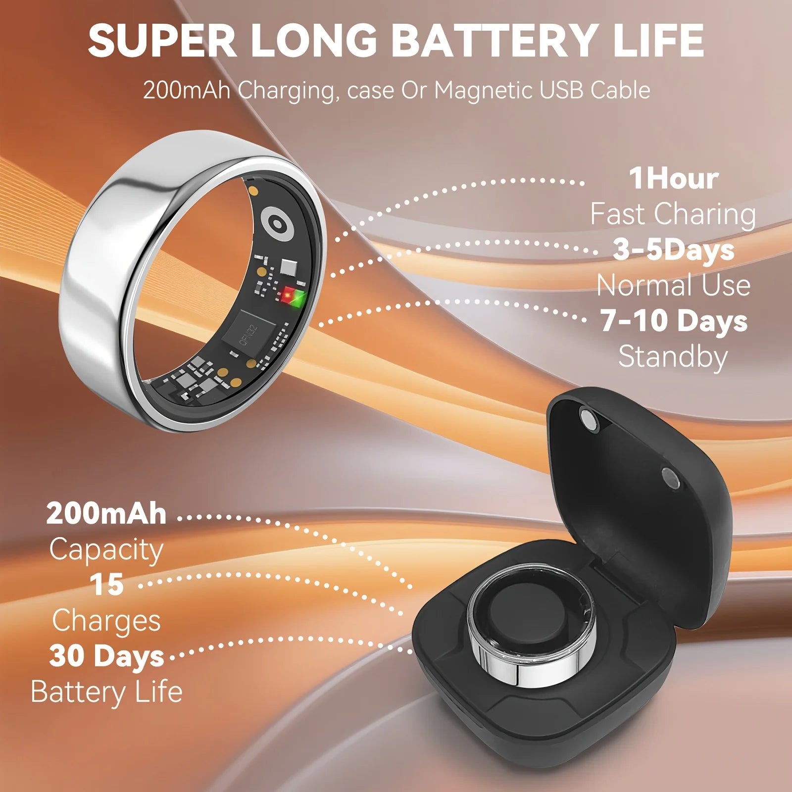 Smart Health Ring with Charging Case