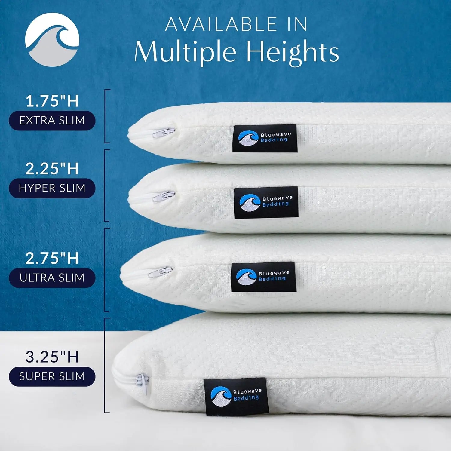 Ultra Slim Gel Memory Foam Pillow - For Stomach & Back Sleepers