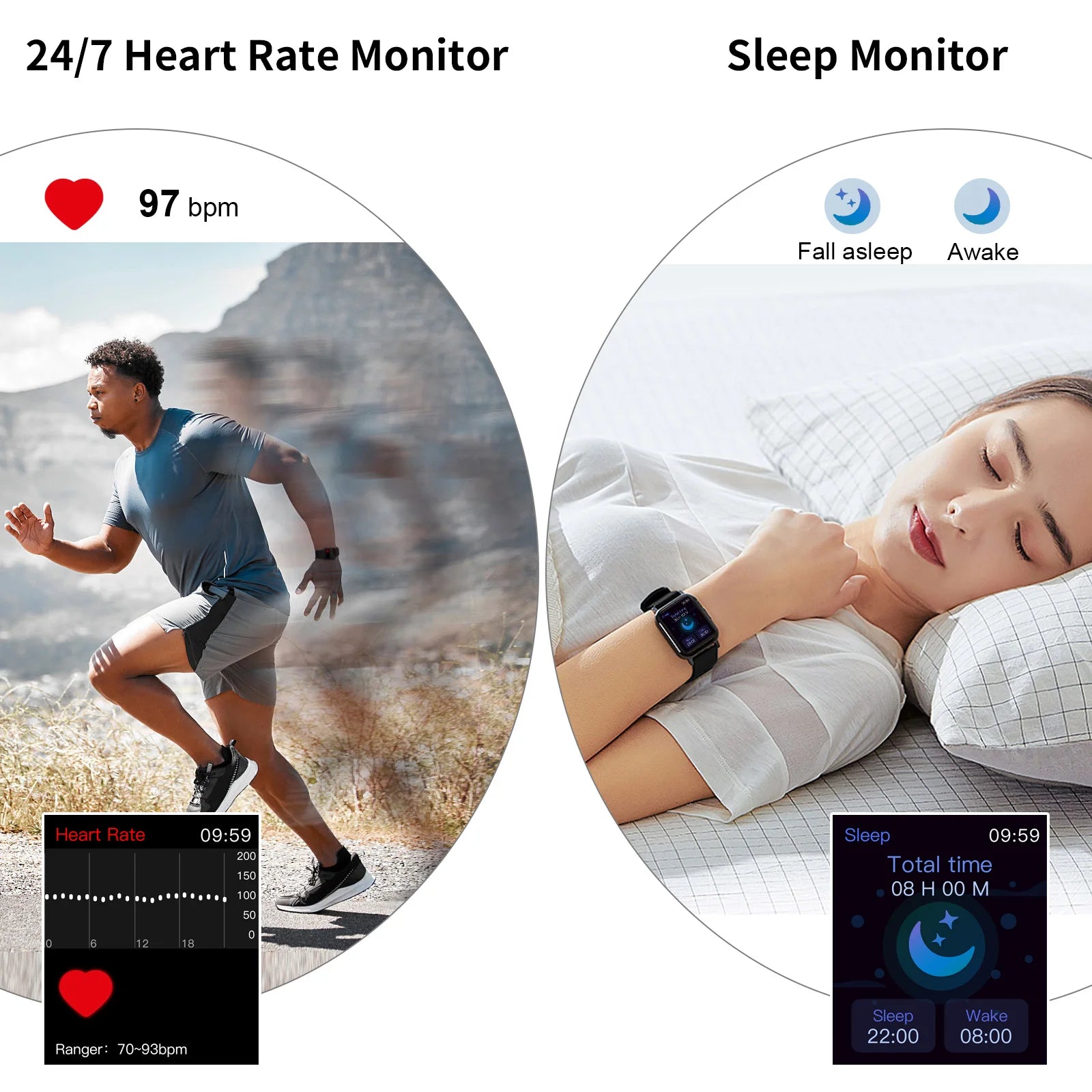 Smart Fitness Watch - Heart Rate, Sleep, GPS Tracker IP68 Waterproof